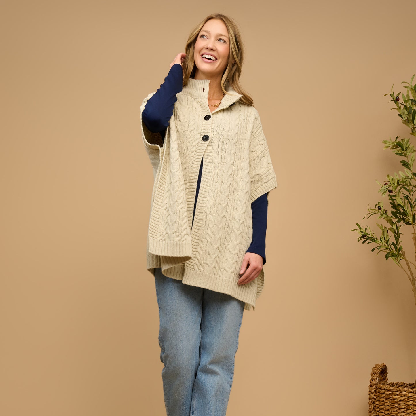 Mavi Cable Knit Poncho