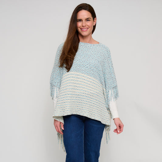Brielle Chenille Knit Fringe Poncho