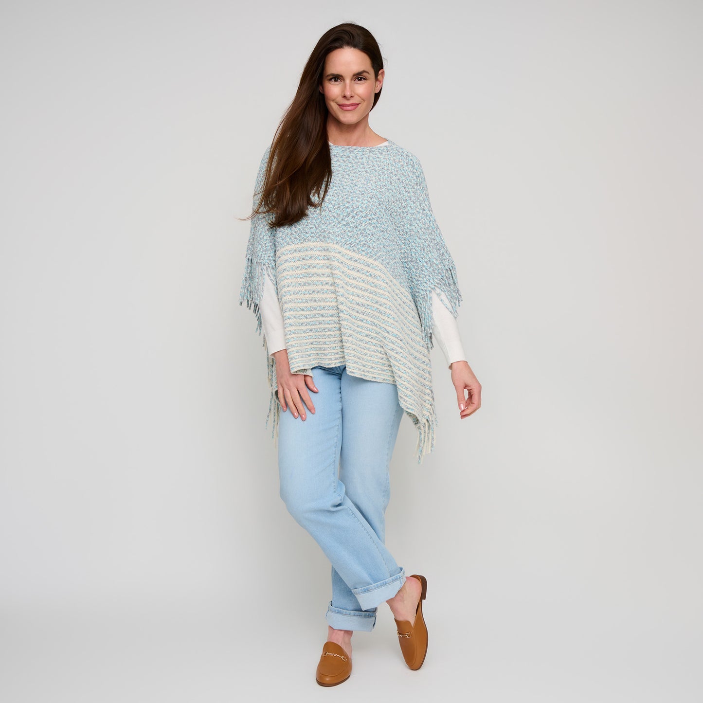 Brielle Chenille Knit Fringe Poncho
