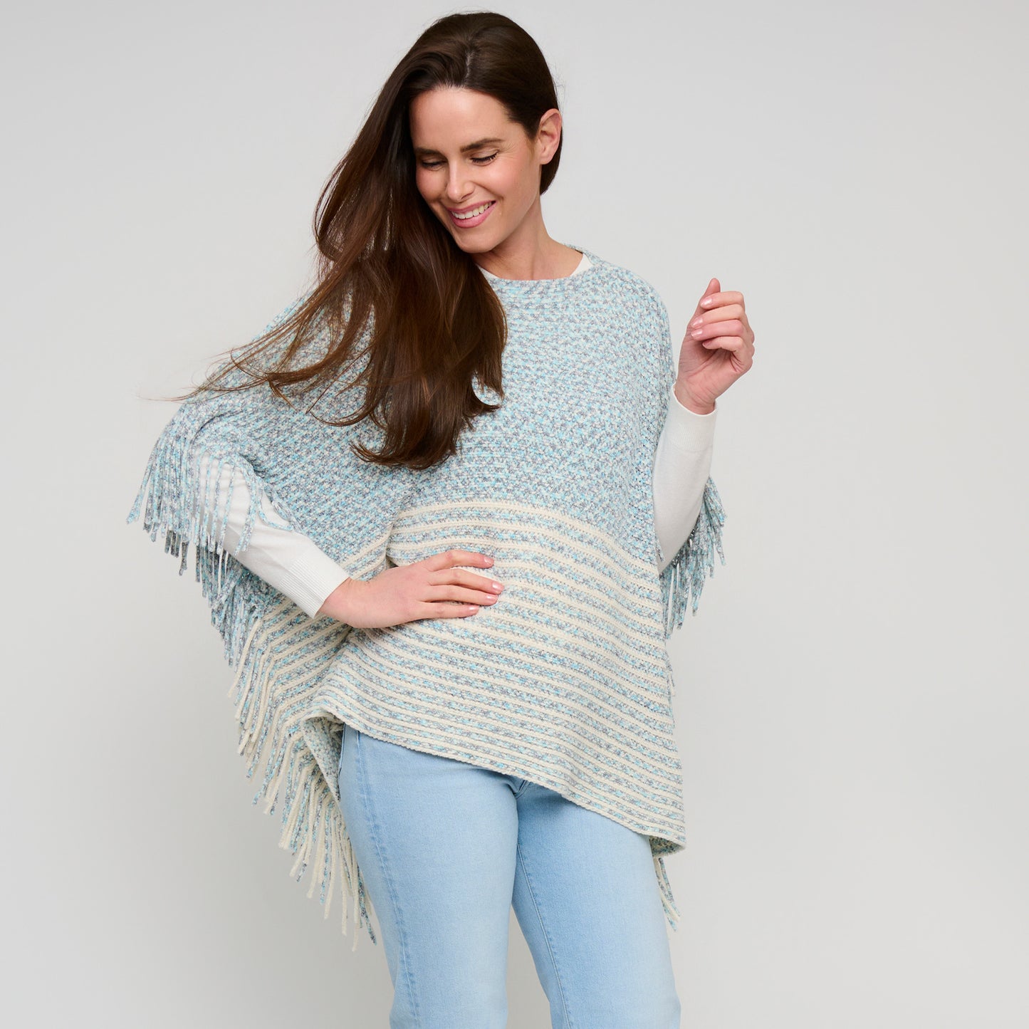 Brielle Chenille Knit Fringe Poncho