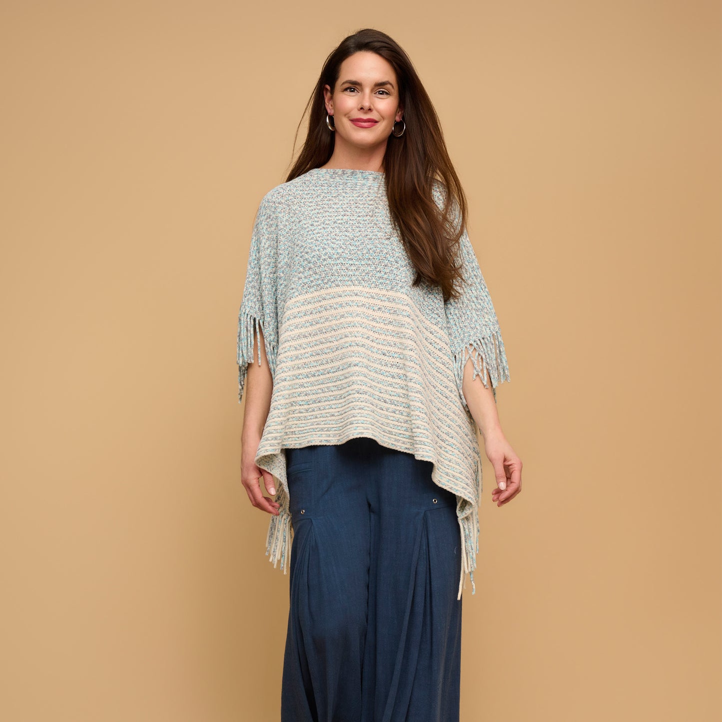 Brielle Chenille Knit Fringe Poncho