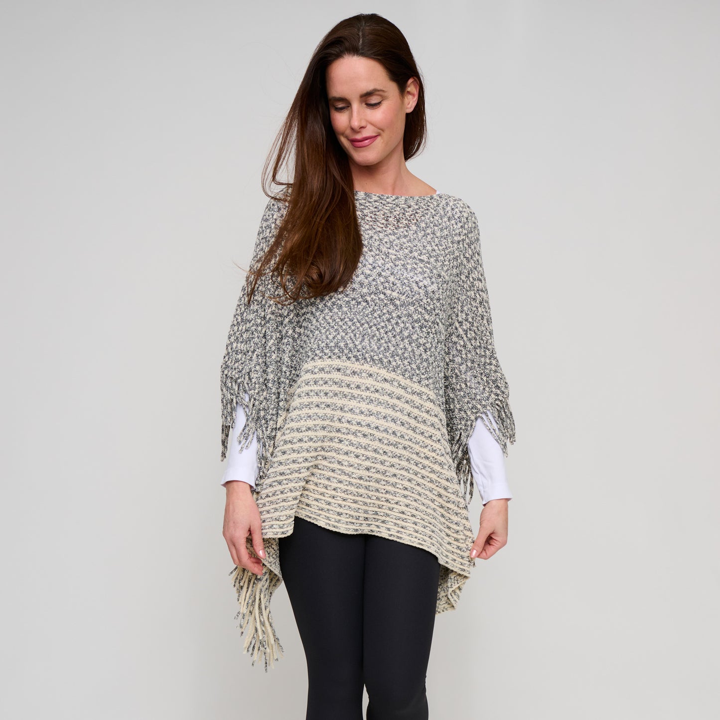 Brielle Chenille Knit Fringe Poncho