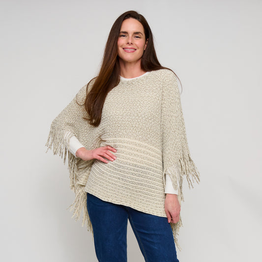 Brielle Chenille Knit Fringe Poncho