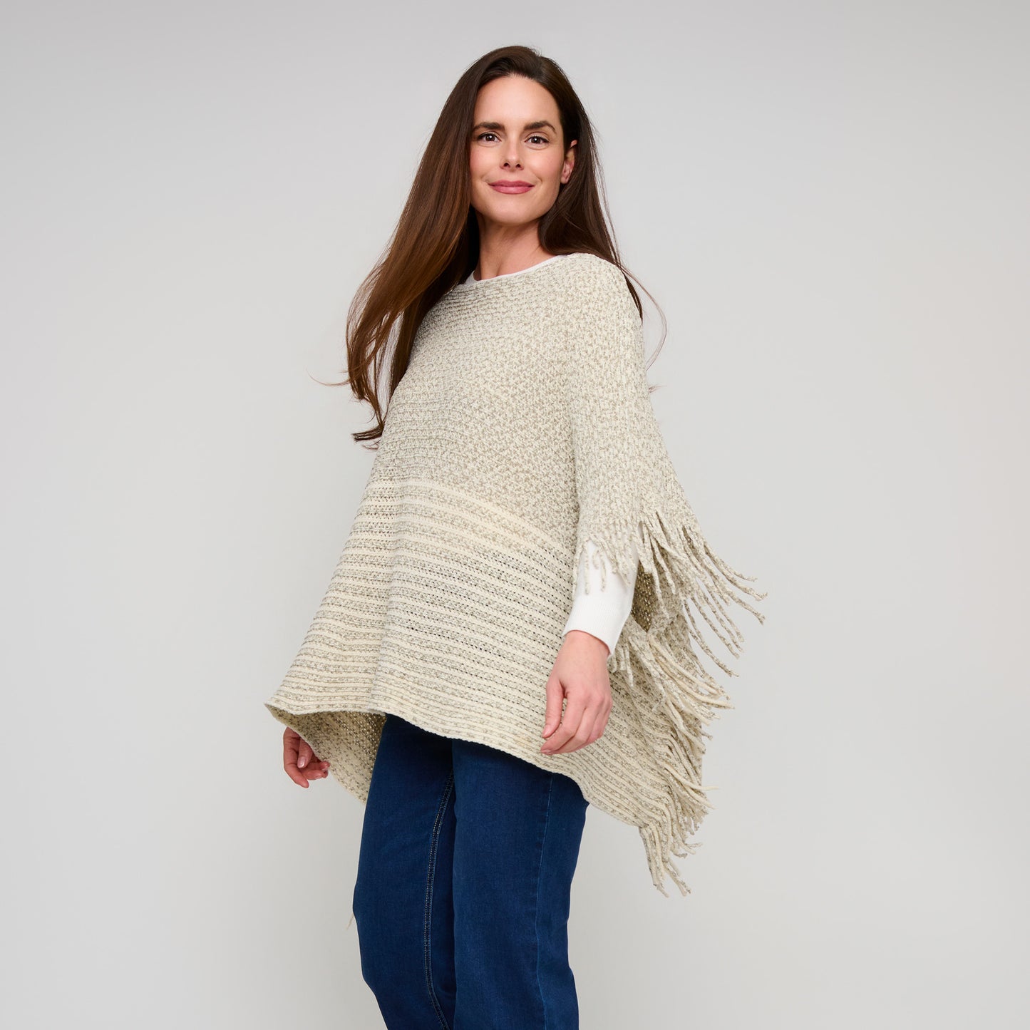 Brielle Chenille Knit Fringe Poncho