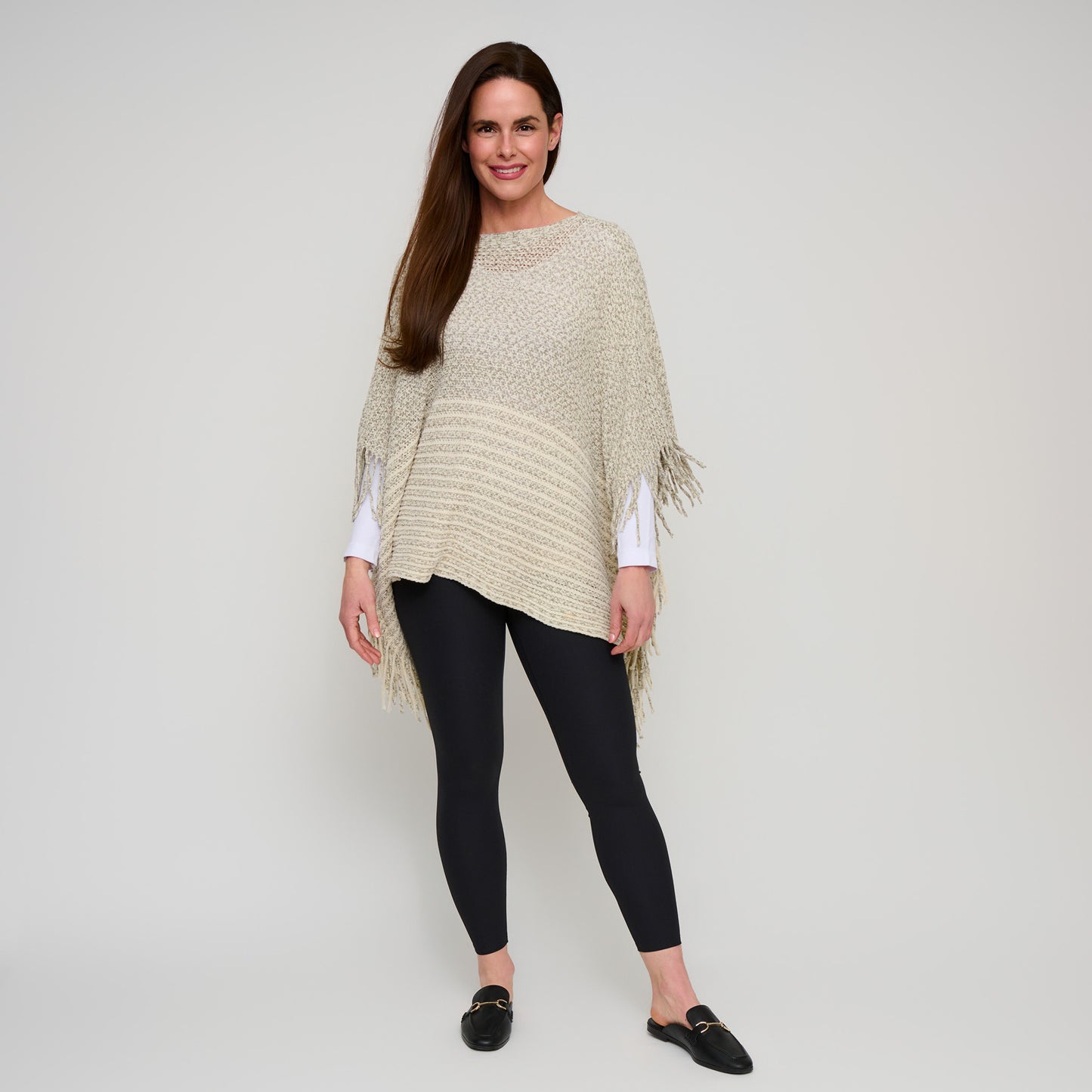 Brielle Chenille Knit Fringe Poncho