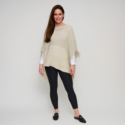Brielle Chenille Knit Fringe Poncho