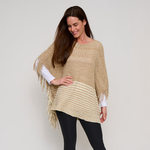 Brielle Chenille Knit Fringe Poncho