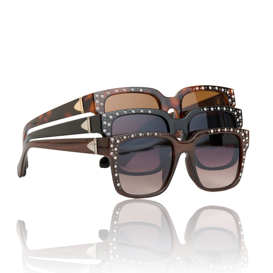 Rhinestone Embellished Oversized Square Frame Sunglasses