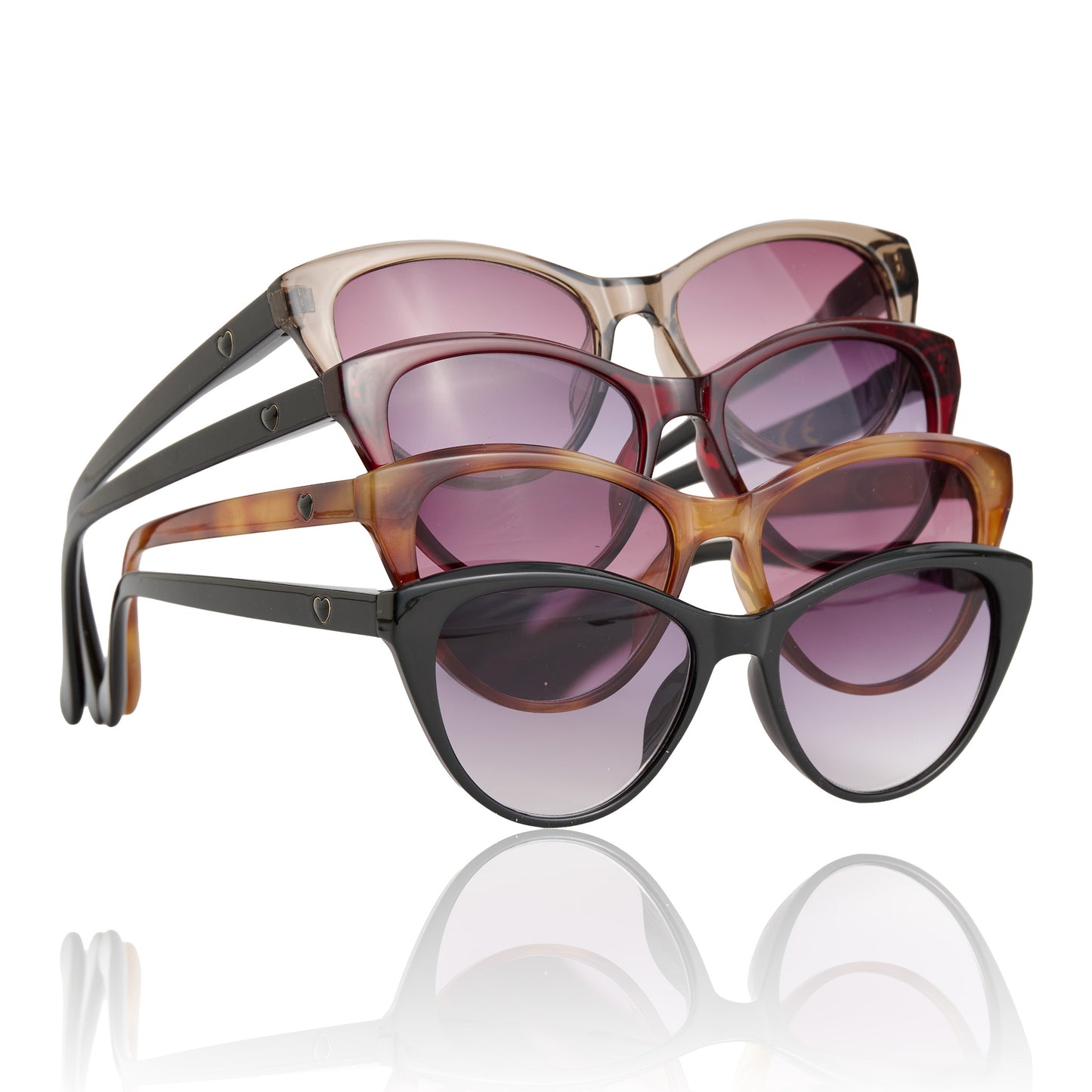 Cat-Eye Heart Accent Gradient Reader Sunglasses