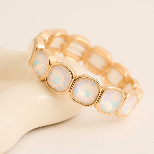Marlowe Bezel Set Crystal Statement Stretch Bracelet