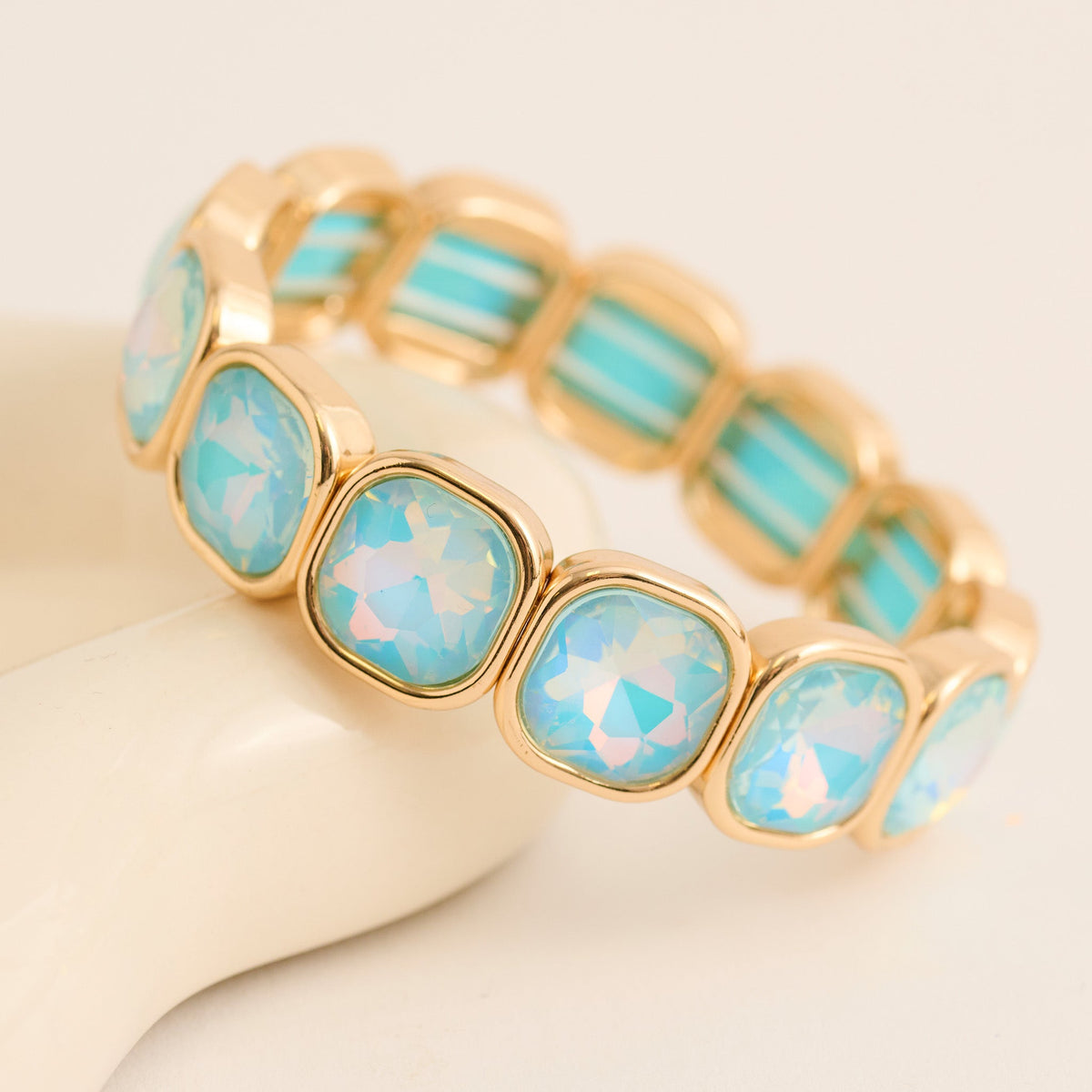 Marlowe Bezel Set Crystal Statement Stretch Bracelet