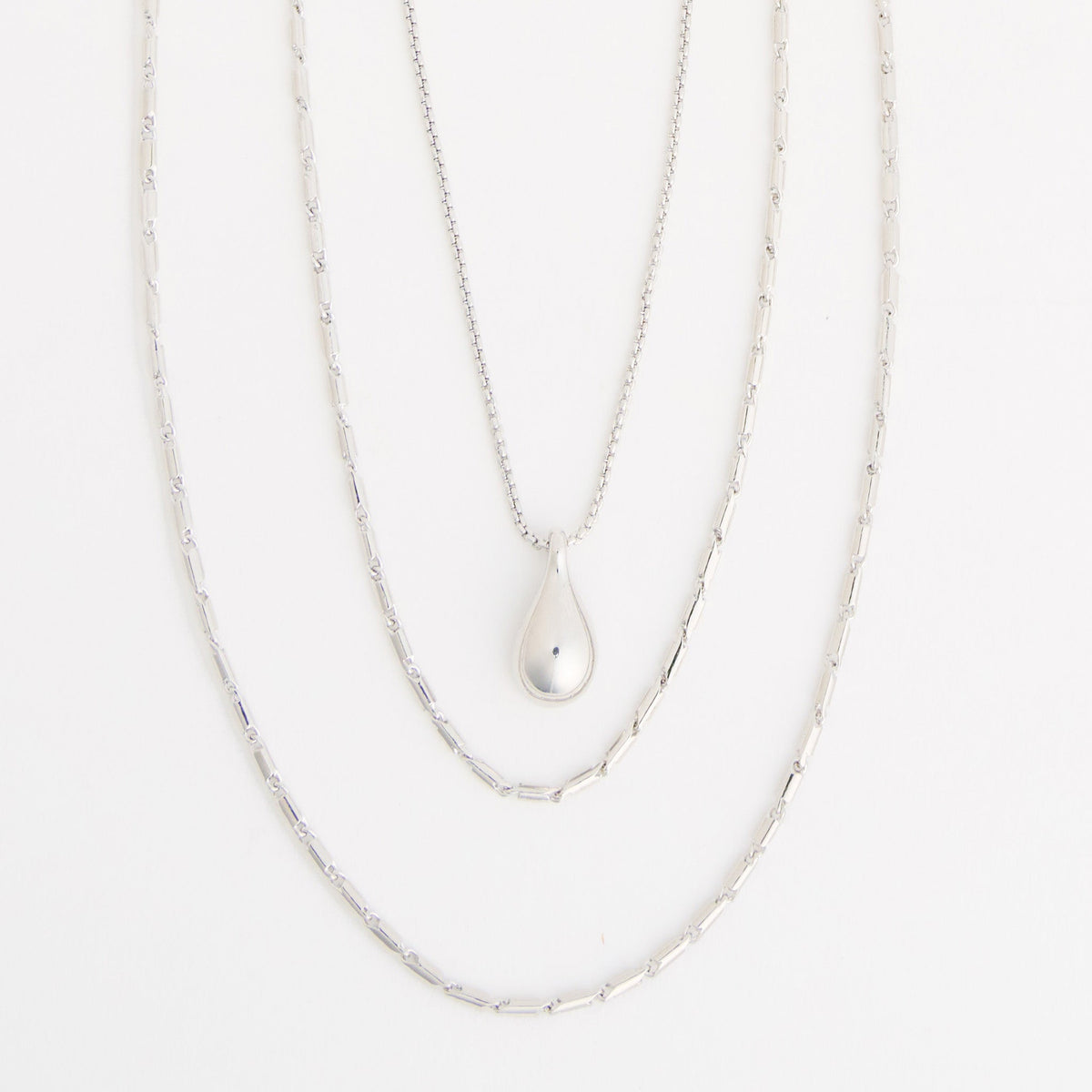 Ophelia Layered Multi Strand Teardrop Pendant Necklace