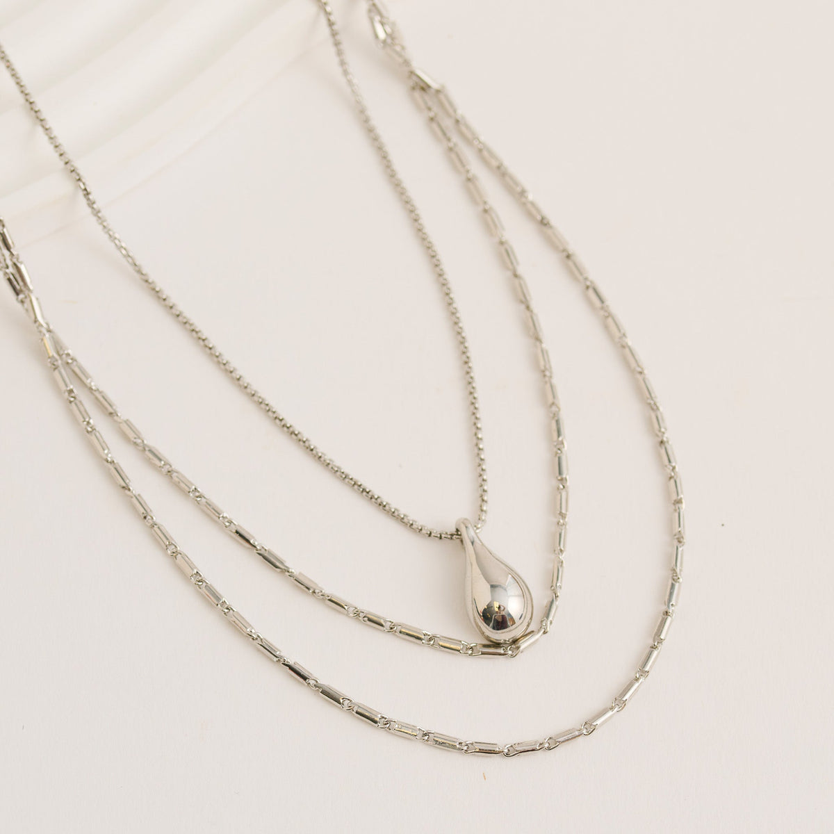 Ophelia Layered Multi Strand Teardrop Pendant Necklace