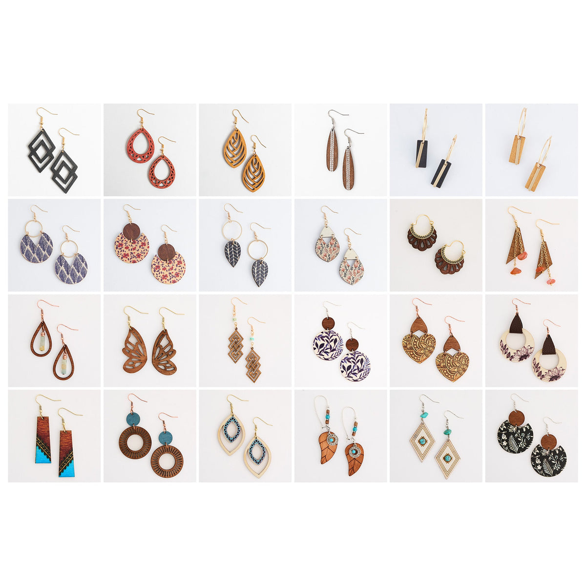 48 Piece Wild Spirit Wooden Earring Assortment