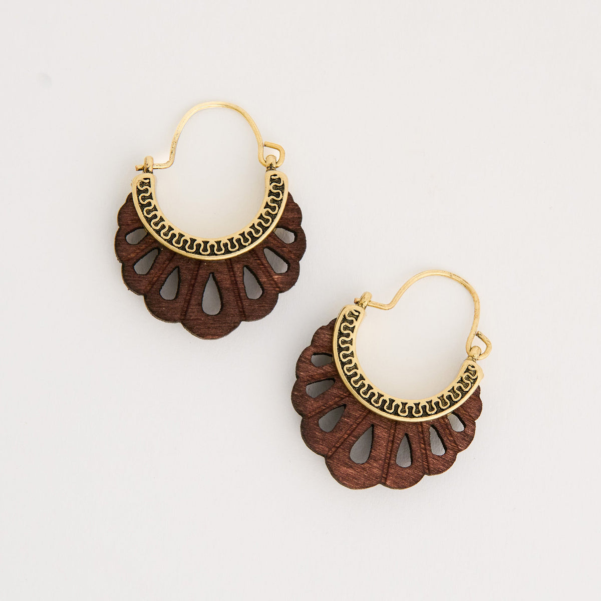 Wild Spirit Carved Wooden Hoop Earrings