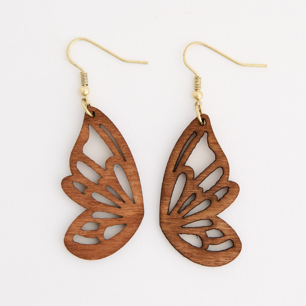 Wild Spirit Wooden Cutout Butterfly Wing Earrings
