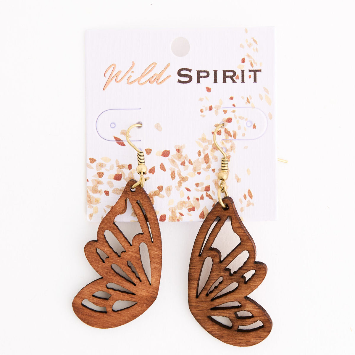 Wild Spirit Wooden Cutout Butterfly Wing Earrings