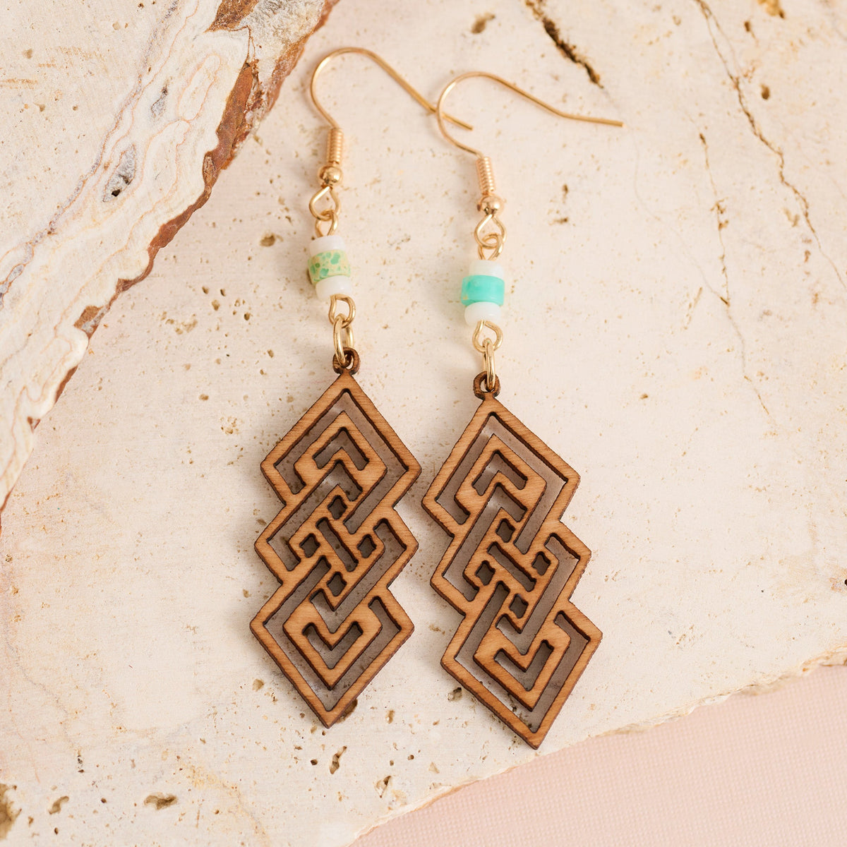 Wild Spirit Wooden Tribal Bar Earrings