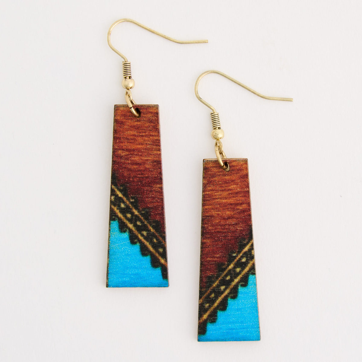 Wild Spirit Wooden Abstract Bar Earrings