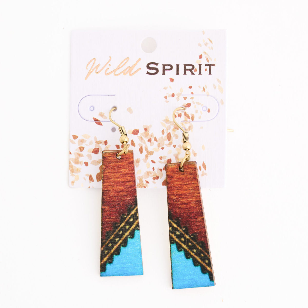 Wild Spirit Wooden Abstract Bar Earrings