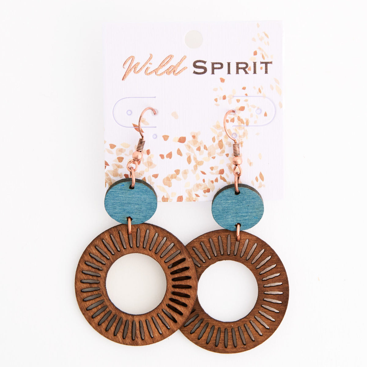 Wild Spirit Wooden Open Geometric Cutout Round Earrings