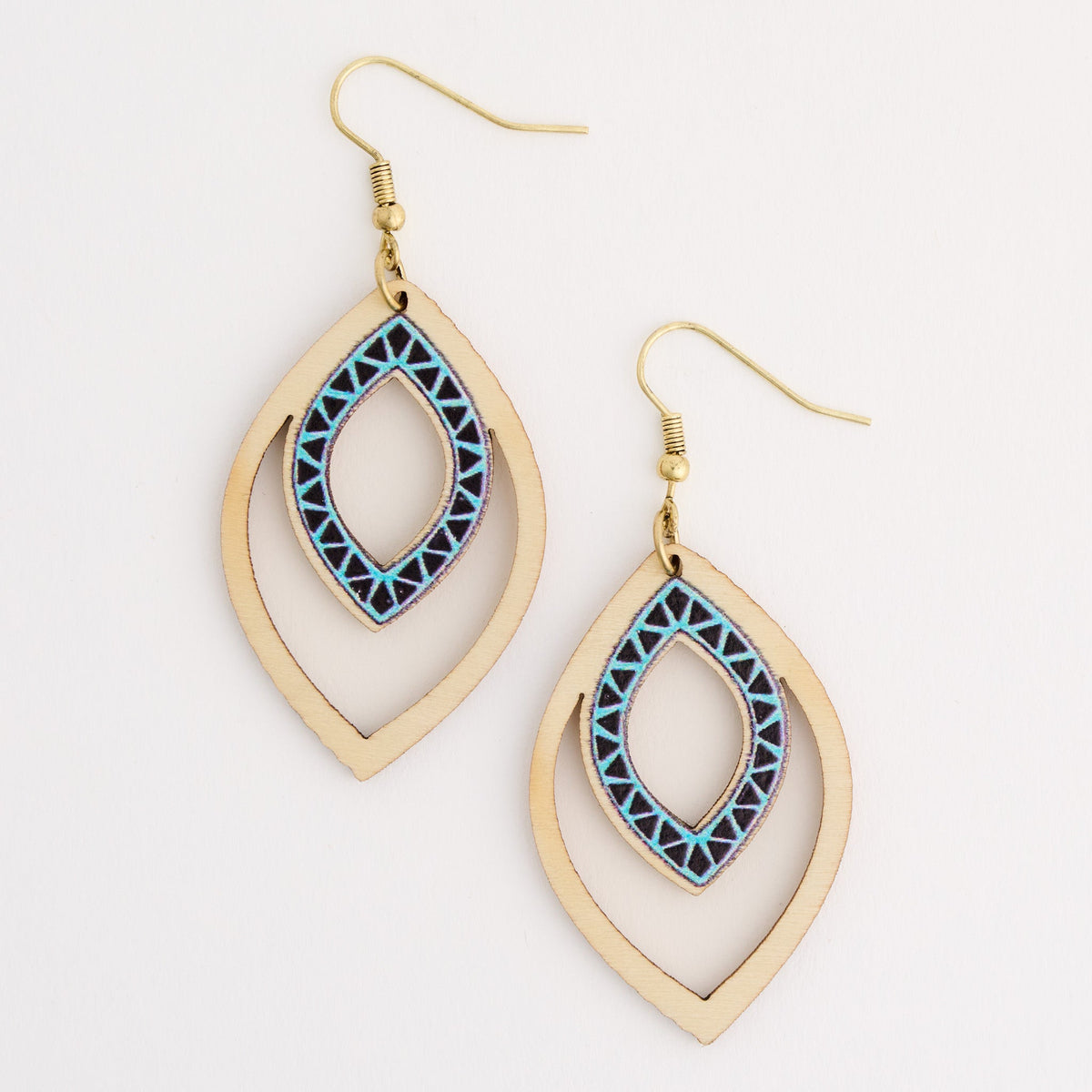 Wild Spirit Wooden Open Teardrop Earrings