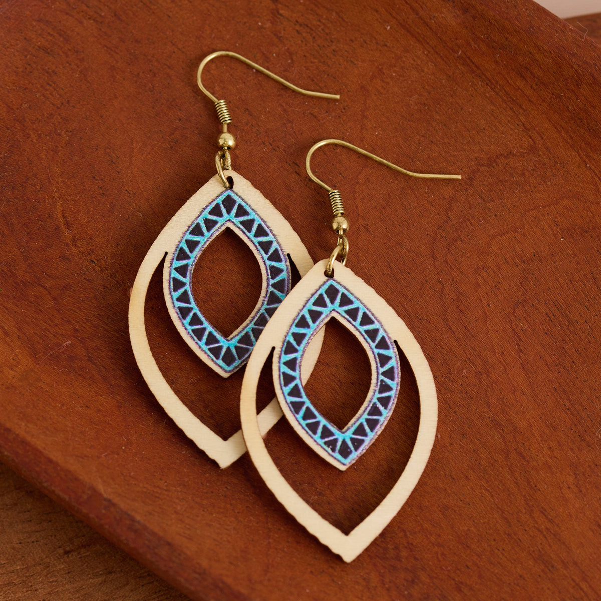 Wild Spirit Wooden Open Teardrop Earrings