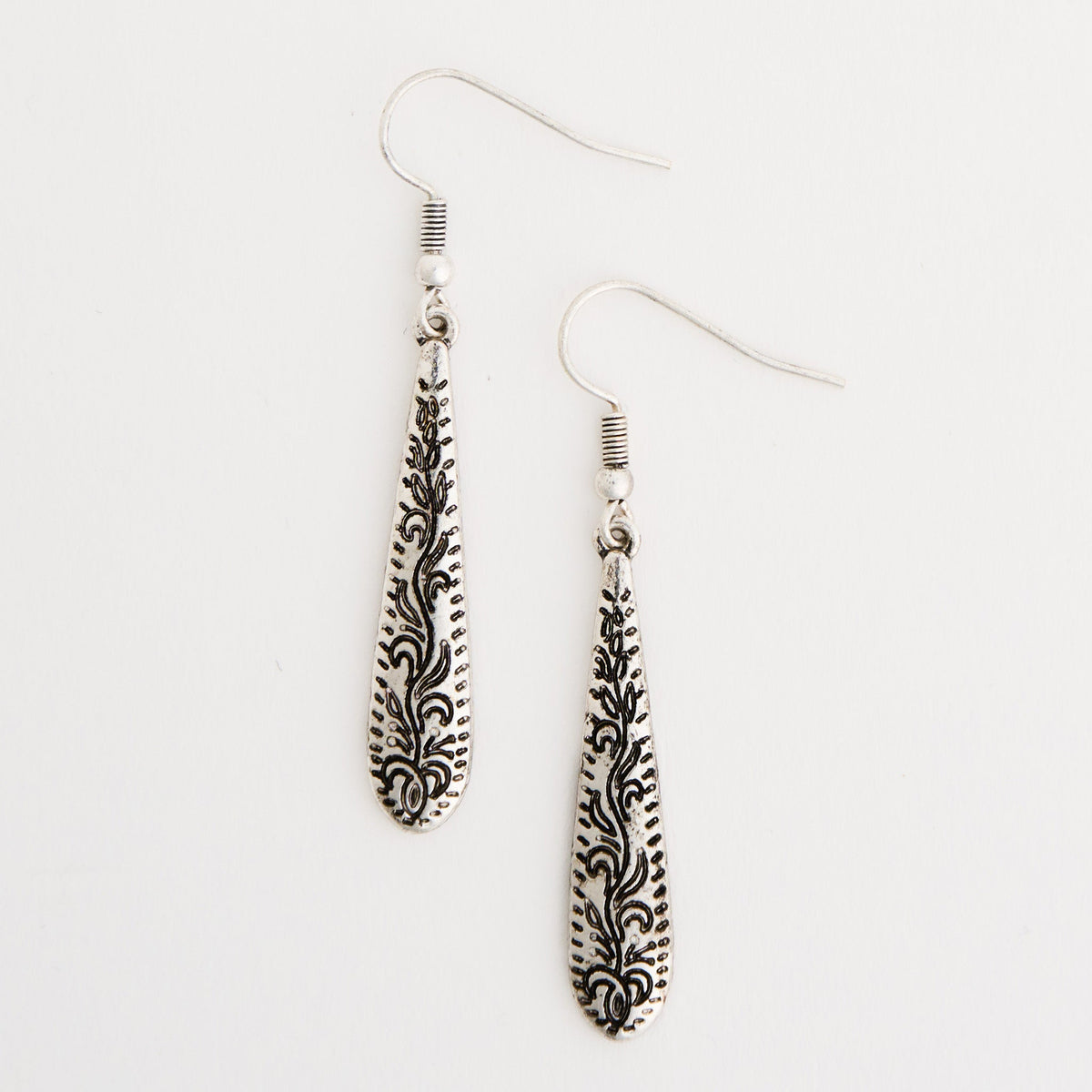 Wild Spirit Engraved Tapered Metal Earrings