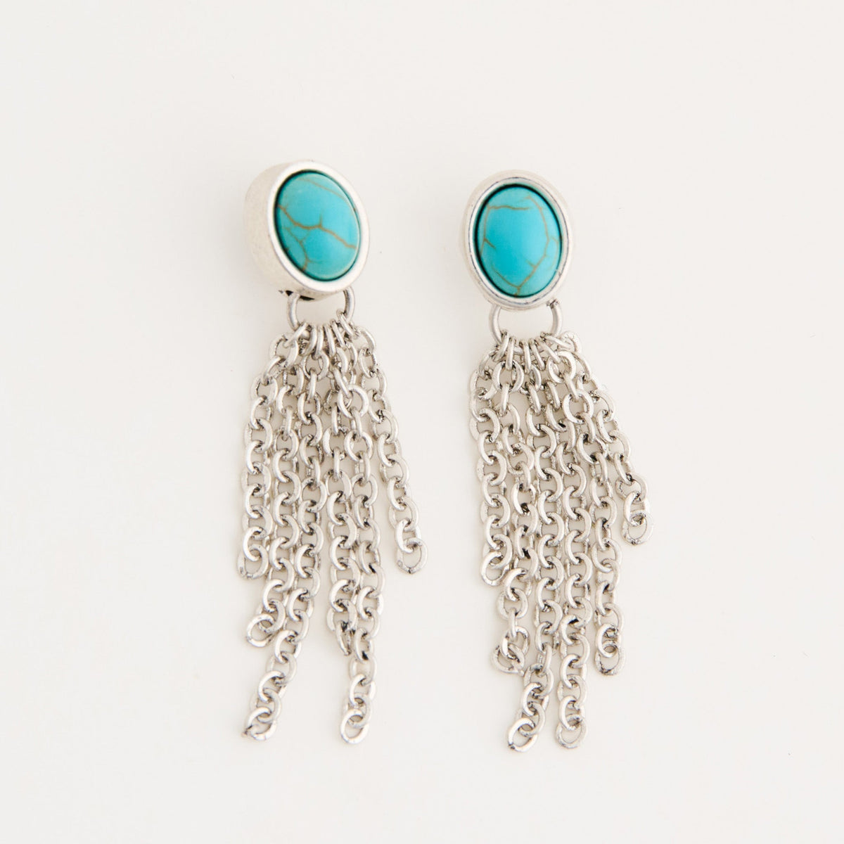 Wild Spirit Fringe Genuine Turquoise Stone Earrings