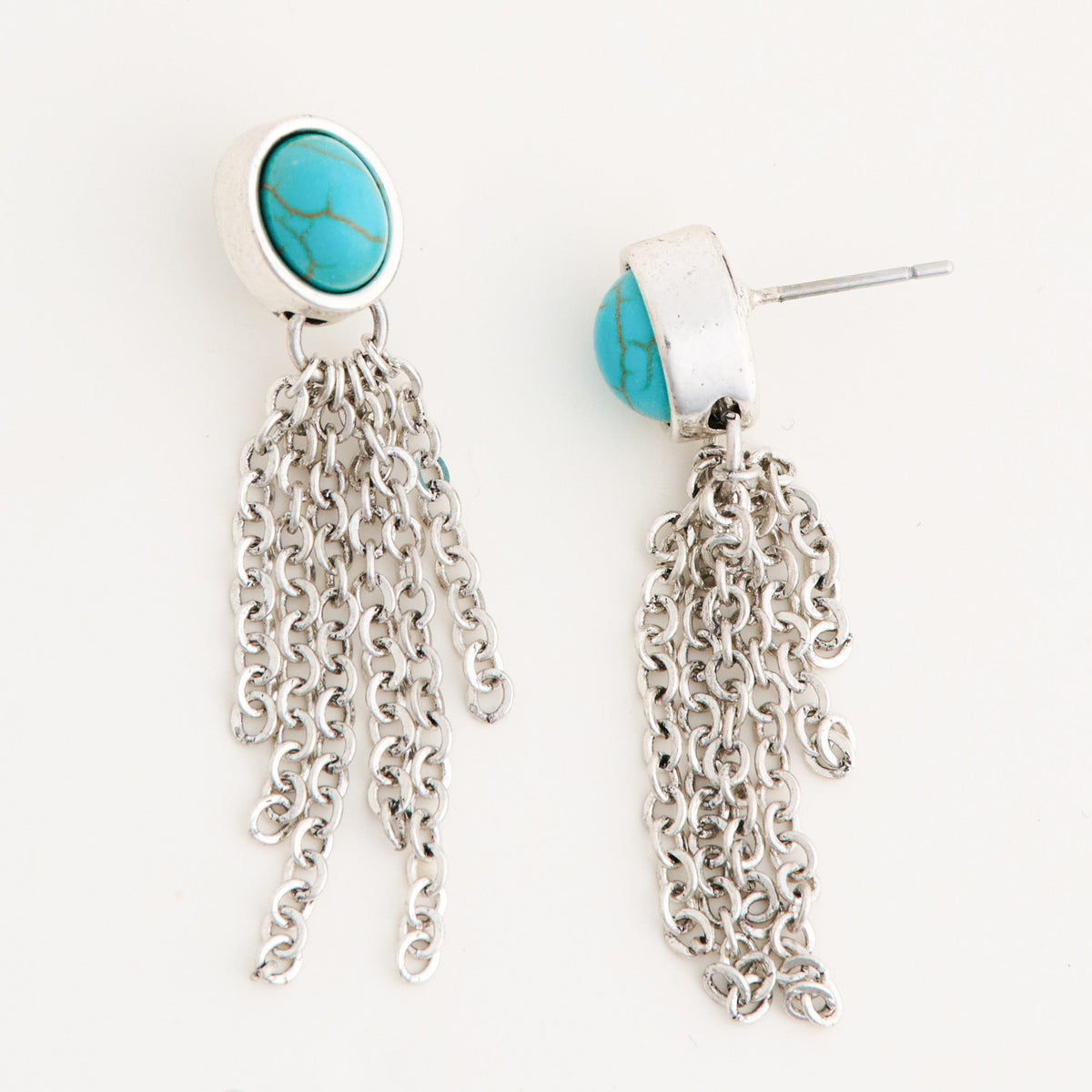 Wild Spirit Fringe Genuine Turquoise Stone Earrings