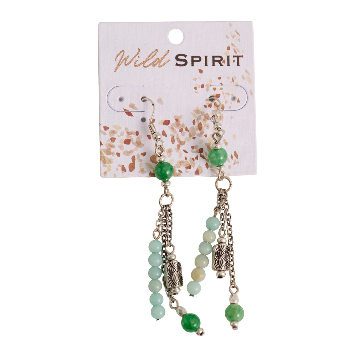 Wild Spirit Genuine Green Aventurine and Amazonite Stone Chandelier Earrings