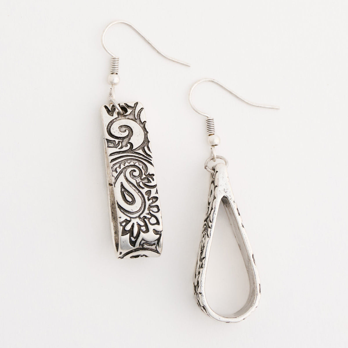 Wild Spirit Engraved Teardrop Metal Earrings