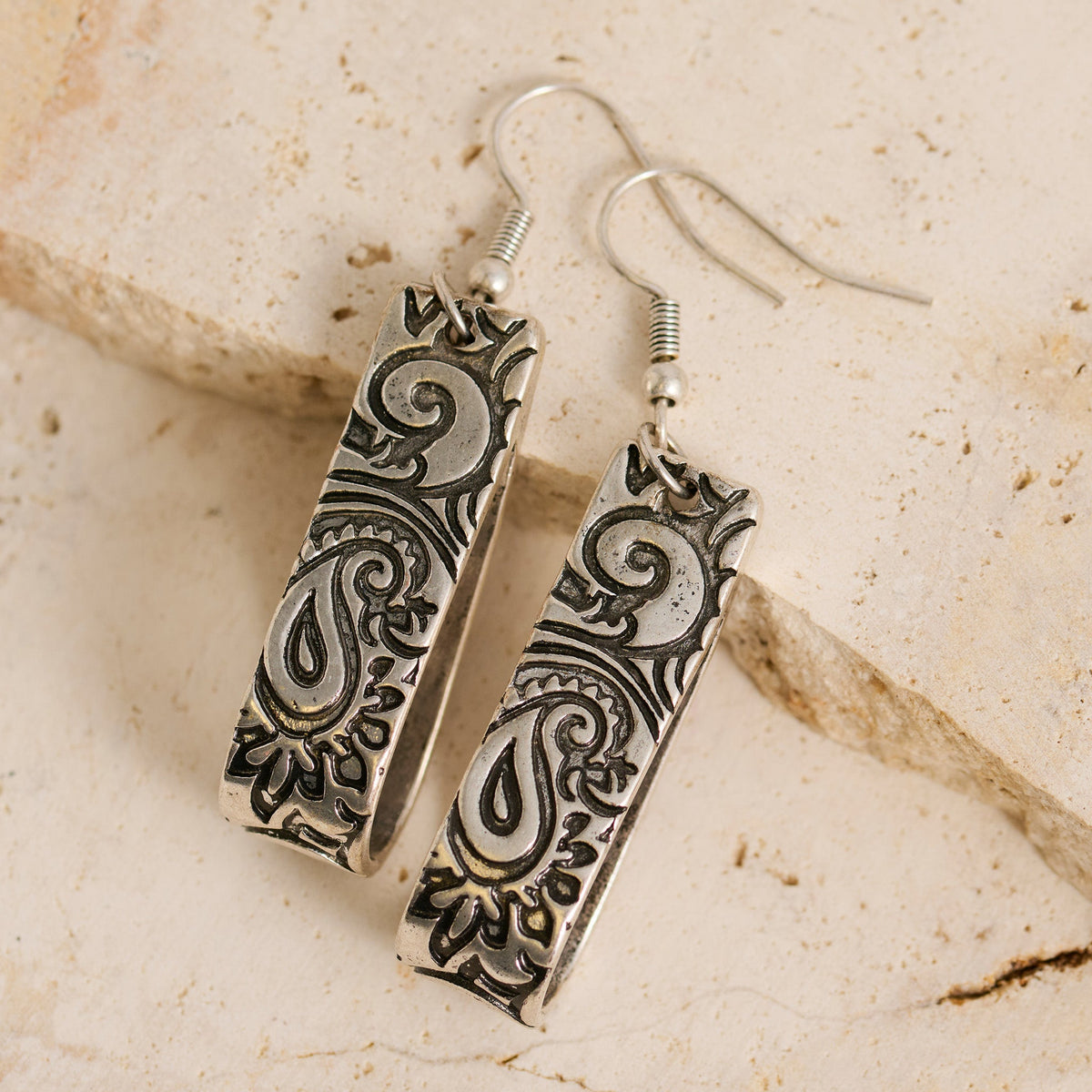 Wild Spirit Engraved Teardrop Metal Earrings