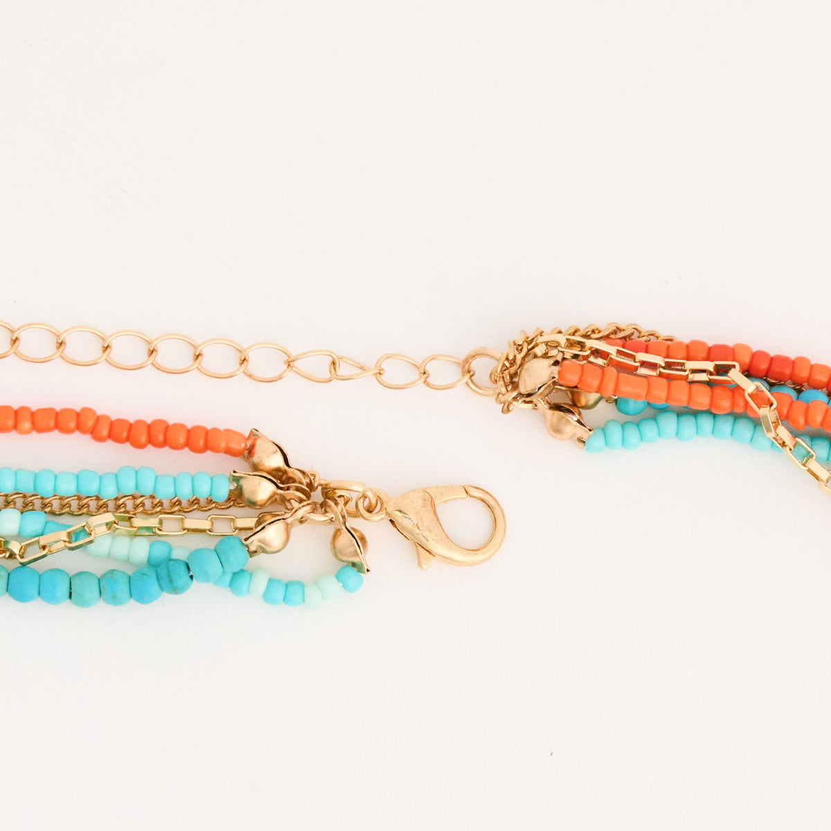 Cassidy Layered Multi Strand Genuine Stone Charm Pendant Necklace
