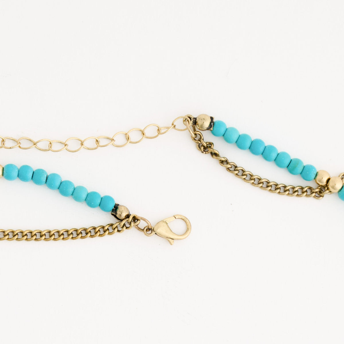 Indie Layered Chunky Genuine Turquoise Stone Pendant Necklace