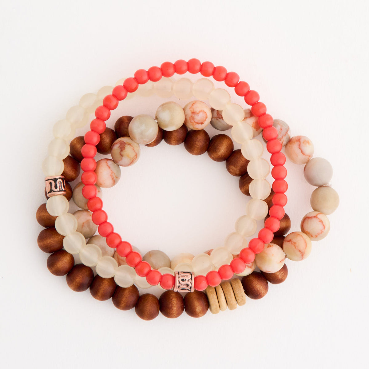 Dakota Genuine Picture Jasper Stone Stretch Bracelet Set