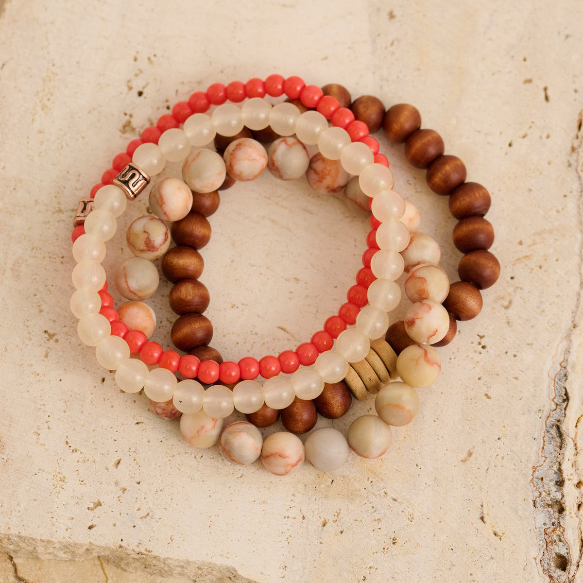 Dakota Genuine Picture Jasper Stone Stretch Bracelet Set