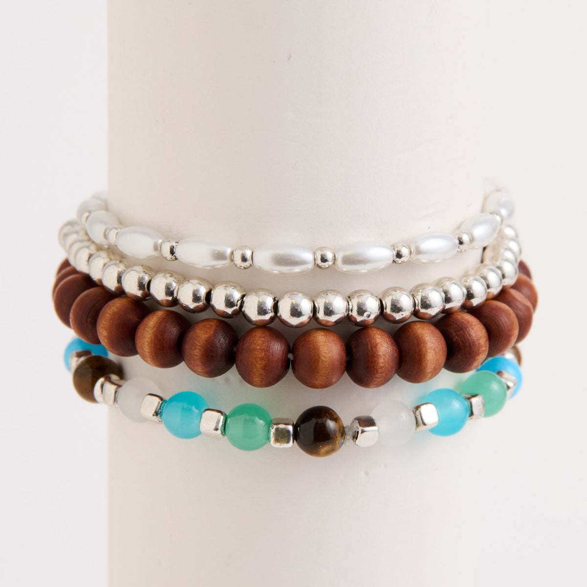 Dakota Genuine Tiger's Eye Stone Stretch Bracelet Set
