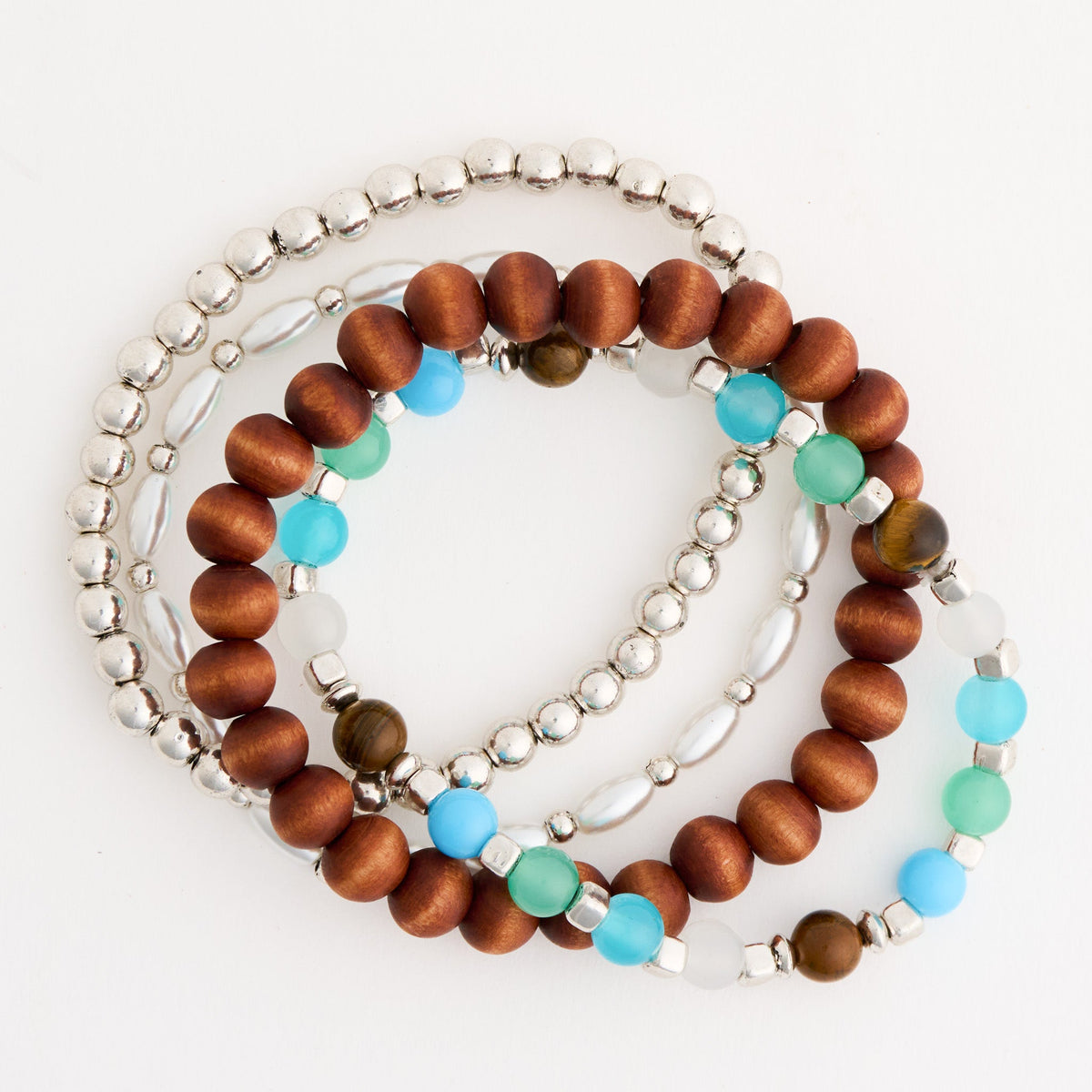 Dakota Genuine Tiger's Eye Stone Stretch Bracelet Set