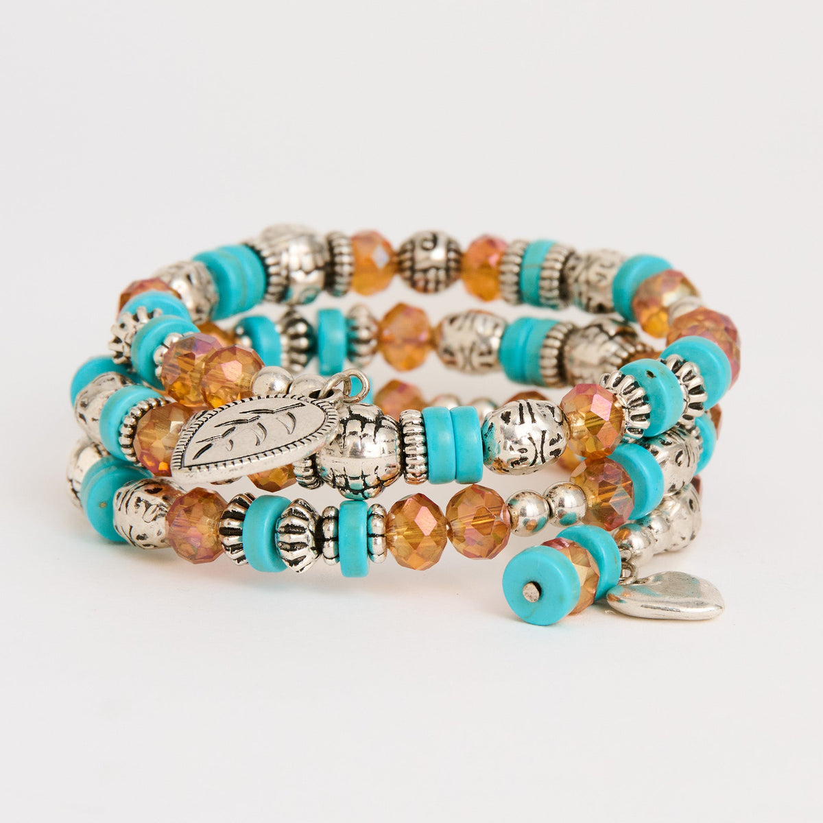 Kaitlyn Genuine Turquoise Stone Beaded Wrap Bracelet