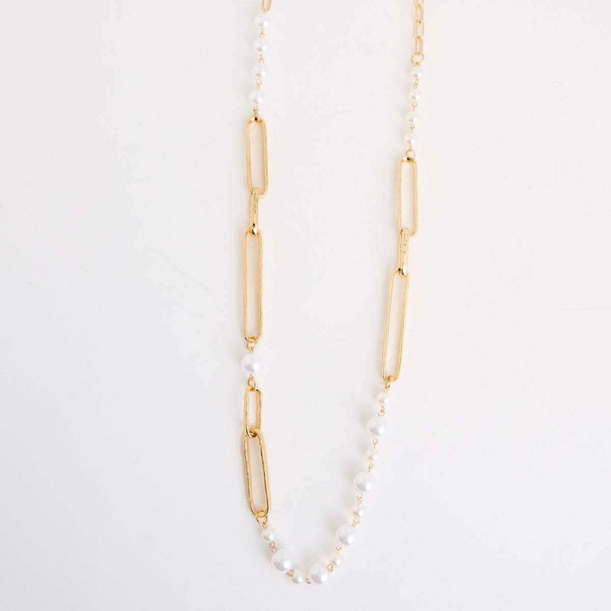 Annabelle Paperclip Chain Pearl Longline Necklace