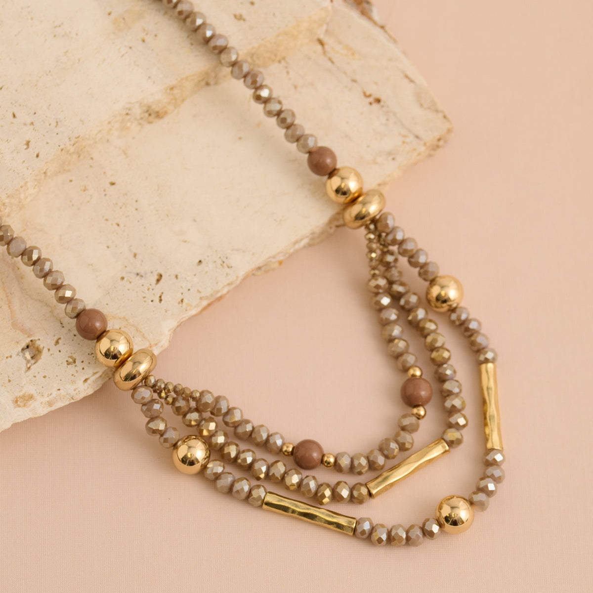 Ainsley Layered Multi Strand Beaded Statement Necklace