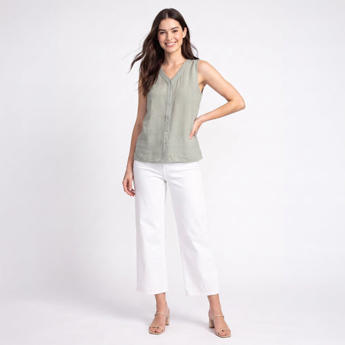 Eira Linen Blend Button Up Tank