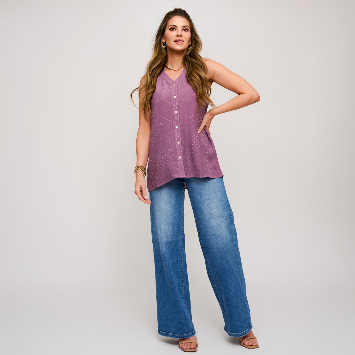 Eira Linen Blend Button Up Tank
