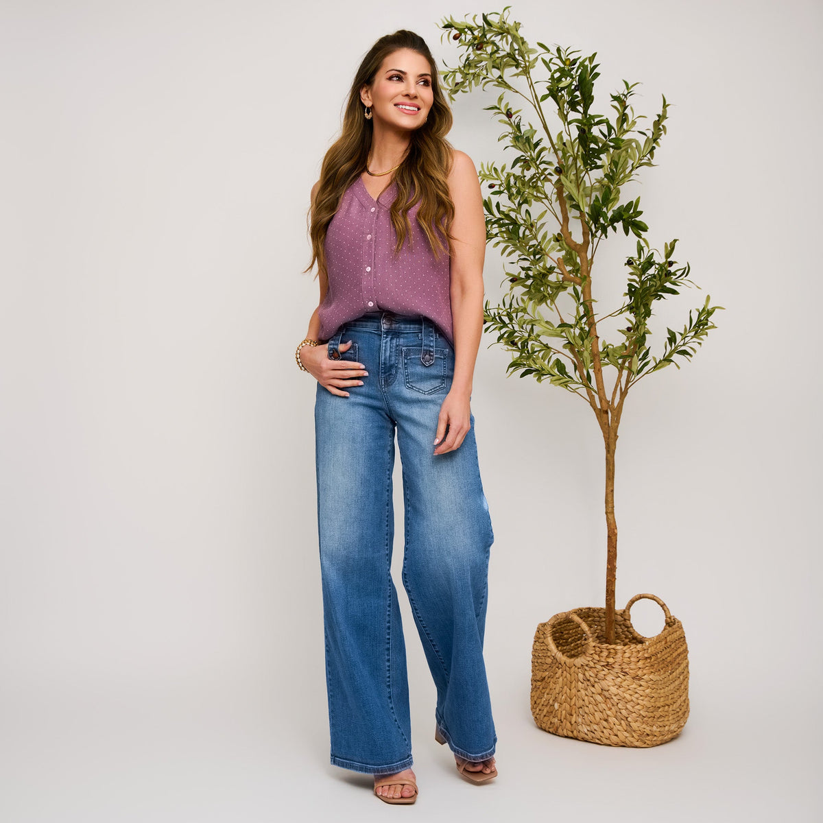 Eira Linen Blend Button Up Tank