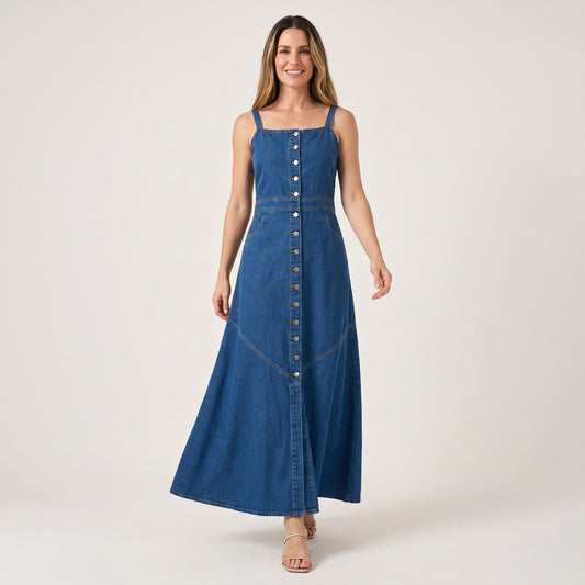 Delilah Denim Maxi Dress