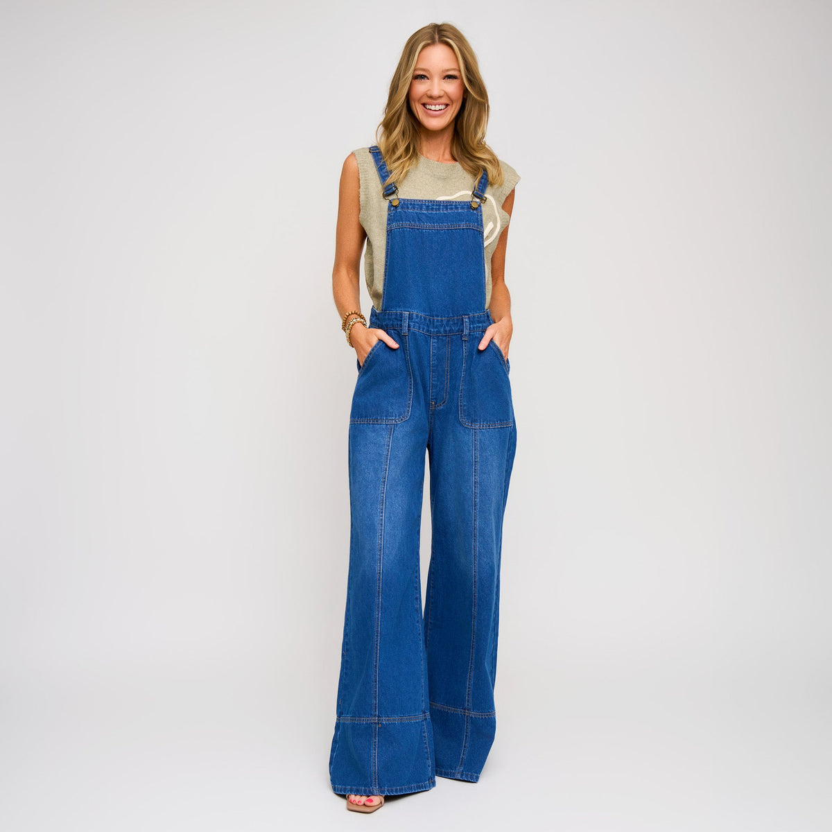 Calli Wide Leg Denim Overalls