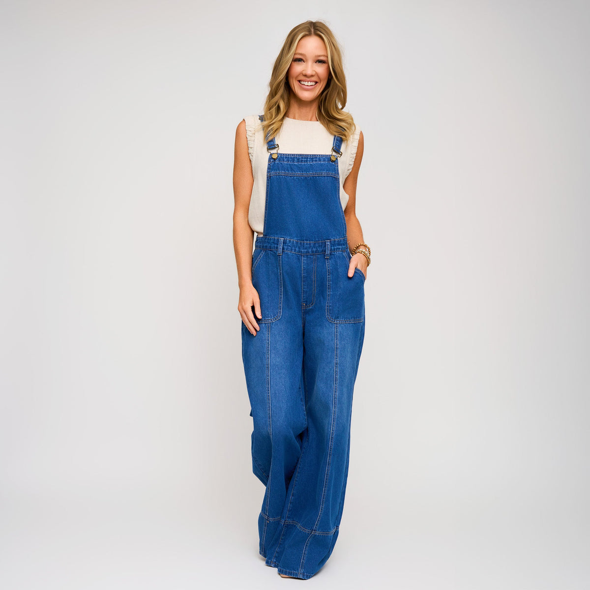Calli Wide Leg Denim Overalls