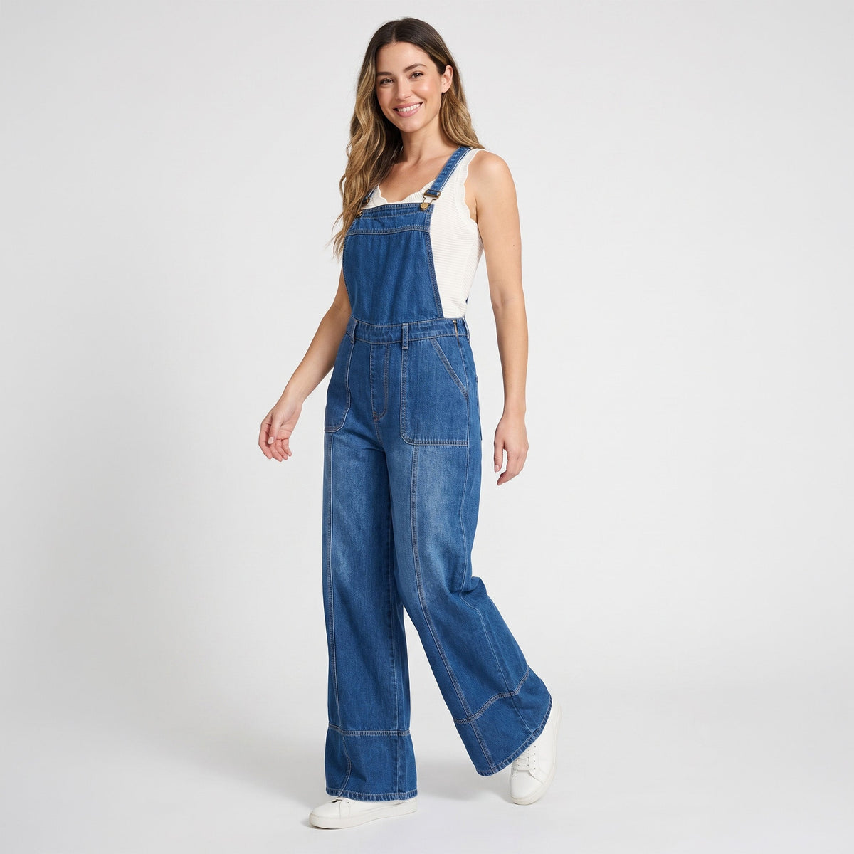 Calli Wide Leg Denim Overalls
