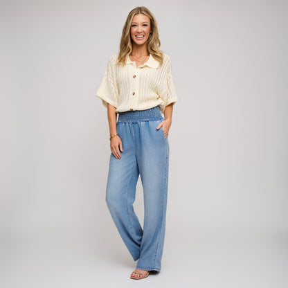Leighton Chambray Wide Leg Pants